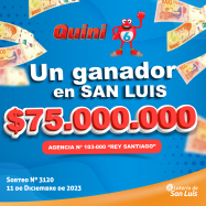 Lotería de San Luis busca ganador de 75 millones de Quini 6 jugado en ciudad de San Luis